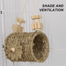 Parrot Toy Nest Swing Chew Tube Warm Wooden Parrots Perch Toy For Pet Bird