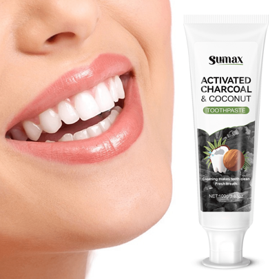 Pasta de dientes SUMAX con carbón activado y aceite de coco | Sin flúor, limpieza profunda, aliento fresco, cuidado de las encías, portátil y que aumenta la confianza, artículos esenciales para el cuidado oral diario