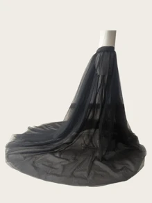 1pc Women's Split Mesh Skirt, High Waist, Tiered, Beach Dress, Sheer, Exported, Spring/Summer Fall Clothes For Women