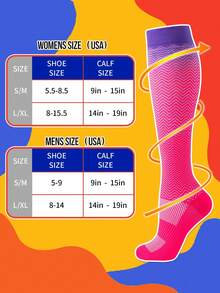 1/6 Pairs Compression Socks For Men And Women, Unisex Socks Sports Knee High Compression Socks Suitable For Athletic Running Cycling Hiking Travel Yoga - Multicolor - View 2
