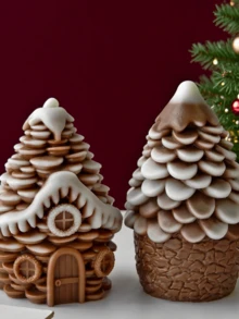 1pc 3D Christmas House Candle Silicone Mold - A Unique Pinecone-Shaped House Design, Suitable For Handicraft Art Lovers, For DIY Art Making And Scented Candle Making. It Has Strong Heat Resistance And The Effect Of Being Reusable.