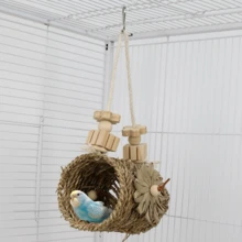 Parrot Toy Nest Swing Chew Tube Warm Wooden Parrots Perch Toy For Pet Bird