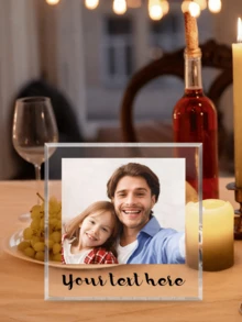 个性化第一个父亲节亚克力块，定制亚克力照片礼物，爸爸亚克力块礼物，父亲节纪念品，送给妈妈的礼物，庆祝爸爸的第一个里程碑 - 彩色 - 查看 8