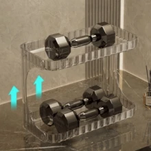 Bathroom Organizer 2 Tiers Acrylic Makeup Shelf Large Capacity Lipstick Cosmetic Holder - 灰色 - 查看 3