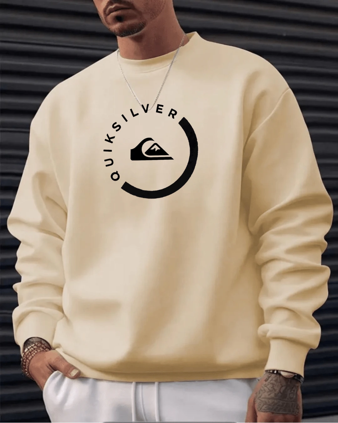 MEN'S SWEATER STYLE SWEATSHIRT 100% PREMIUM COTTON STYLISH - 卡其色 - 查看 1