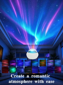 1 件北极光 LED 投影仪夜灯，LED 房间灯，USB 供电多色北极光投影仪带遥控器，亮度可调，卧室装饰 LED 灯，派对，卧室氛围装饰，完美的礼物选择