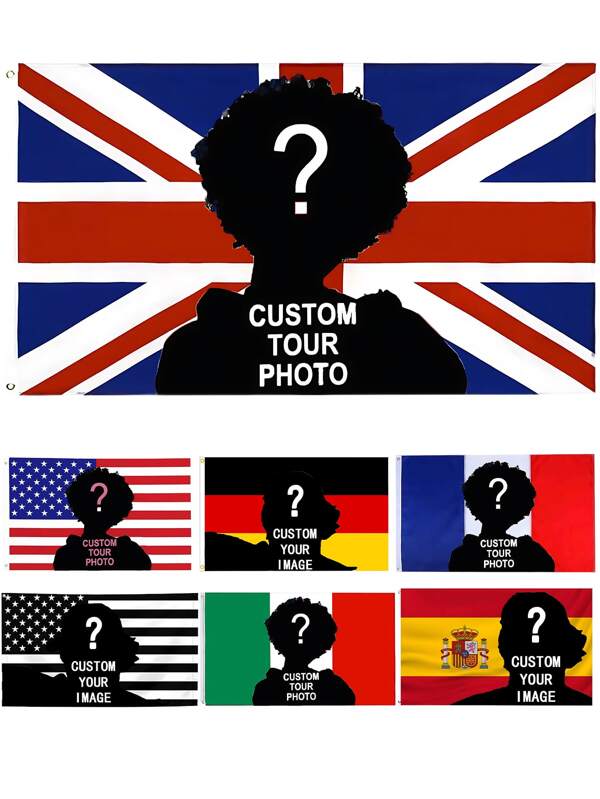 1 Pezzo Arazzi Personalizzati, Bandiera Personalizzata, Bandiera Britannica, Bandiera Tedesca, Bandiera Francese, Bandiera Americana, Bandiera Spagnola, Bandiera Italiana, Possono Essere Stampati Qualsiasi Foto o Immagine, Colorato, Versatile, Decorativo, Riutilizzabile, Traspirante, Elegante, Di Moda