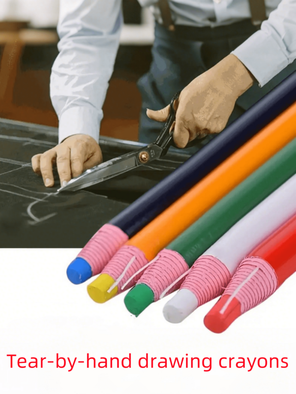 5pcs Washable Colored Sewing Chalk Pencils, High Visibility Tailor Fabric Marking Tool, No Need To Sharpen, Suitable For Sewing, Clothing Design, Textile Crafts And Pattern Drawing (Random Color)