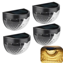 2/4/6 Packs Solar Fence Lights, Solar Deck Lights, Solar Wall Lights, Solar Wall Mount Outdoor Waterproof Fence Lamp, White LED Lamp, Lighting For Garden, Home, Patio, Yard, Garage, Camping, Step Stair Gift For Birthday, Halloween, Christmas Party Decoration (Black - Warm Light)