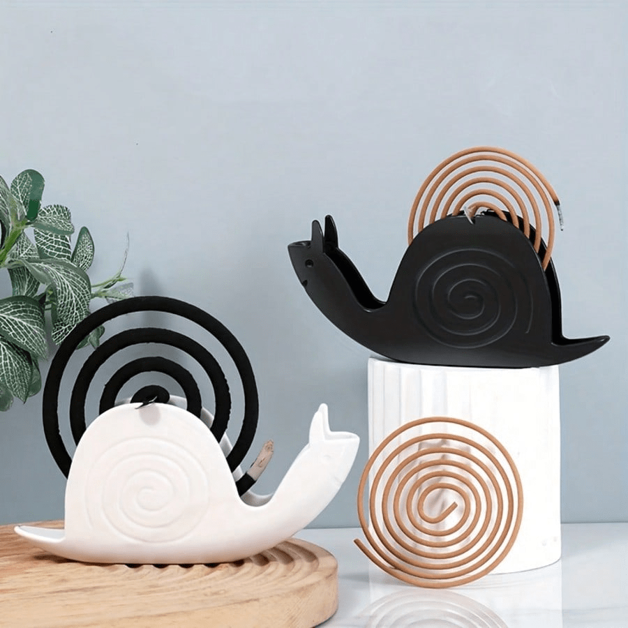 1 pezzo di supporto creativo per spirale antizanzare per uso domestico, bruciatore di incenso a forma di lumaca in materiale ignifugo ABS, elegante supporto per spirale antizanzare da esterno al citronella, design decorativo da tavolo, bruciatore per spirale antizanzare da giardino, scatola per spirale antizanzare a forma di lumaca