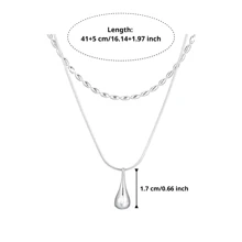 1 pieza Collar de dos capas de gota de agua y cuentas de plata esterlina 925 hipoalergénico, collar elegante minimalista personalizado, regalo ideal para mujeres en el Día de San Valentín o Día de la Madre, viene con caja de regalo antioxidante