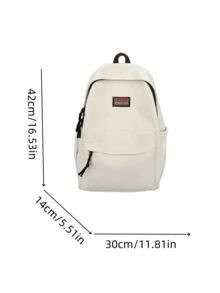 1pc Simple Solid Color Backpack, Student Nylon Waterproof Large Capacity Travel Commuter Backpack Without Accessories - A - View 4