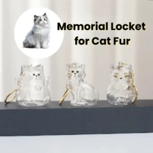 猫形毛发纪念吊坠，新版宠物毛发和人类毛发纪念展示品，宠物骨灰纪念品盒钥匙扣（猫用），升级版透明硼硅酸盐玻璃饰品 - 彩色 - 查看 1