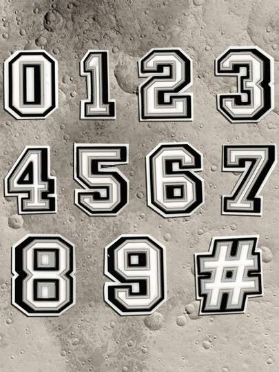 11pcs Cute Numeric Pattern Decals, Suitable For Decorating Shoes, Slippers, Pencil Cases, Bags And Party Favors