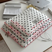 Korean Ins Lace Embroidered Polka Dot Laptop Sleeve 11/13/15 Inch, Commute Laptop Tablet Carrying Case Inner Bag For Back To School School Stuff Bag For School Work Laptop Bag For Women Mac Book Casemacbook Case College Essentials