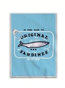 1 pièce Torchon de cuisine à sardine, torchon de cuisine imprimé de petits poissons de dessin animé, torchon de table de style ferme, torchon pour vaisselle de cuisine, torchon pour sécher la vaisselle de cuisine, cadeaux de fête, fournitures de cuisine