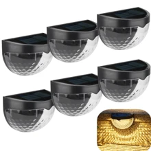 2/4/6 Packs Solar Fence Lights, Solar Deck Lights, Solar Wall Lights, Solar Wall Mount Outdoor Waterproof Fence Lamp, White LED Lamp, Lighting For Garden, Home, Patio, Yard, Garage, Camping, Step Stair Gift For Birthday, Halloween, Christmas Party Decoration (Black - Warm Light)