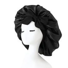 1 Pc Luxury Satin Sleep Cap With Adjustable Bow Tie - Lightweight Hair Care Cap For Curly/Braided/Natural Hair, Available In Multiple Colors, Essential For Nighttime Hair Care, Soft And Close Fit For Hair, Premium Bathroom Accessories, Barber Salon Hair Products And Accessories, Beauty Travel Essentials