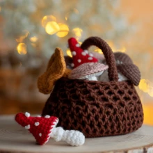 1 套植物钩针初学者套装、成人钩针初学者套装（含分步文字教程）、蘑菇篮 DIY 编织套装、可爱有趣的家居装饰摆件、生日情人节节日礼物