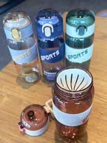 1 pieza Vaso de agua de plástico de gran capacidad de 650ml con diseño degradado, botella de agua para deportes al aire libre, de fácil agarre para beber directamente - Multicolor - Ver 2