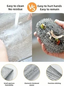 12/6 件装双面金属丝抹布，百洁布，加厚银丝清洁布，家用厨房金属丝洗碗布，锅碗瓢盆清洁布，毛巾，擦洗抹布，多用途魔术金属丝抹布，金属丝擦洗布，钢丝球抹布替代品，厨房用品，厨房配件，厨房工具