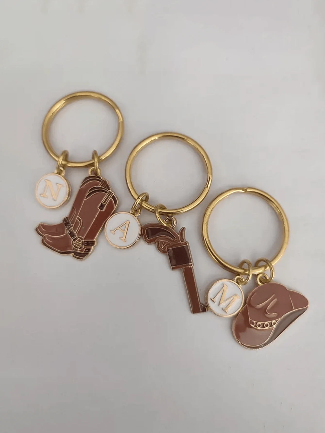 Personalized Cowgirl Keychain Gift - Brown - View 1