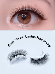 1 Pair Self-Adhesive False Eyelashes, Natural & Fluffy, Soft & Comfortable, No Glue Needed, Easy To Wear, Suitable For Daily And Holiday Wear - Natural Lashes - View 1
