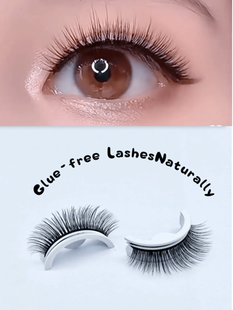 1 对自粘睫毛，自然蓬松假睫毛，柔软舒适，防水，无需胶水，易于佩戴，适合日常度假佩戴条状睫毛，睫毛，睫毛，假睫毛