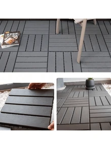 1,6 Stücke Outdoor-Bodenbelag, rostfreier Holz-Kunststoff-Bodenbelag für Balkon, Hof, Terrasse und Garten zum Selbstausbau, einfach zu verlegender PVC Kunststoff Bodenbelag.