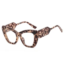 SO&EI Ins Popular Fashion Oversized Cat Eye  Women Contrast Color Shades  Men Jelly Color Gradient Sun Glasses - 圖案清除_清除 - 查看 1