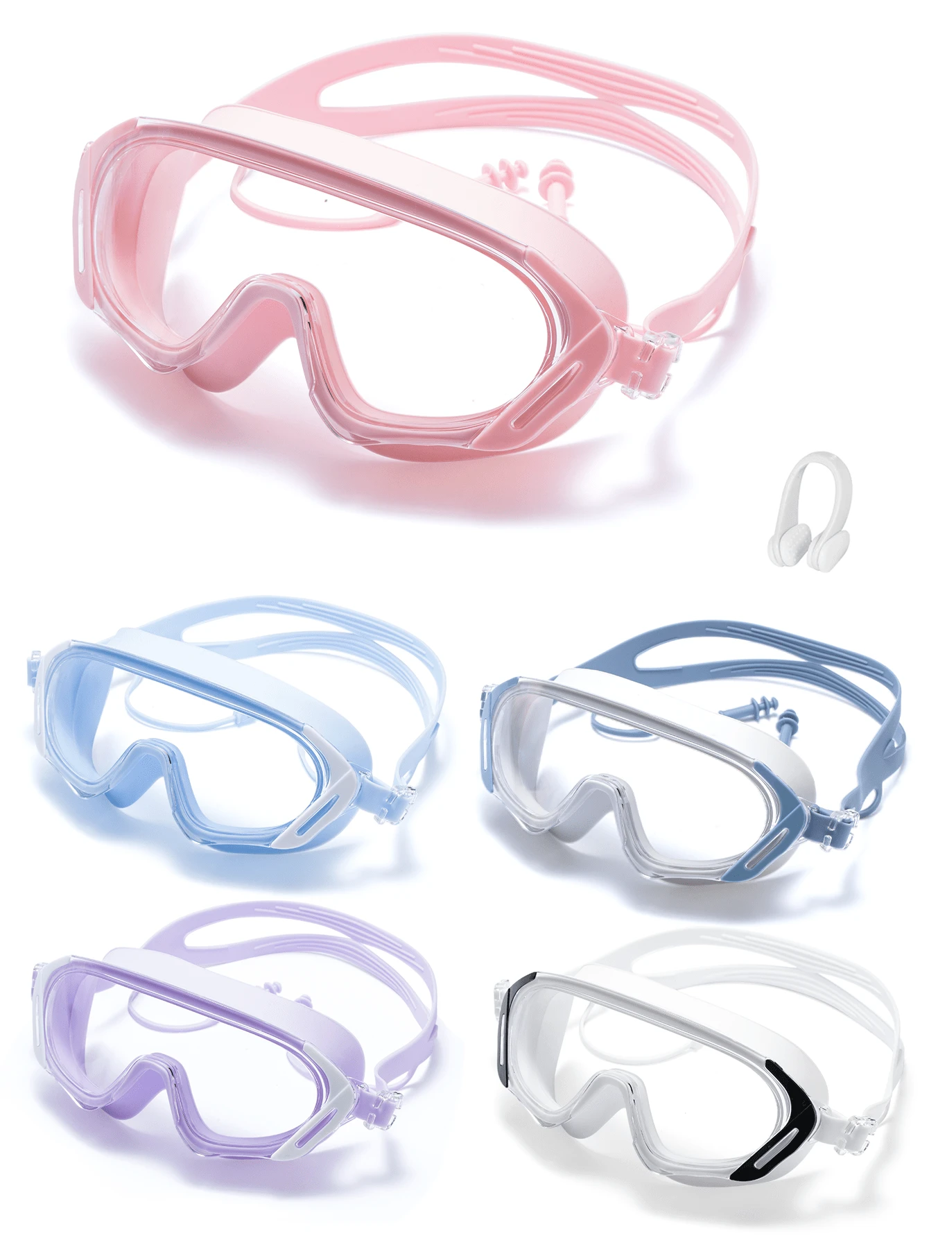 Adult Swimming Goggles, Ultra-Clear Vision Anti-Fog And UV Protection, Suitable For Various Swimming Activities, Comes With Nose Clip