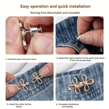 1/2/4 Pares de Accesorios para Pantalones: Abrochador de Hebilla de Mariposa, Botones Desmontables para Ajustar la Cintura, Sin Necesidad de Coser, Pinzas para Cintura