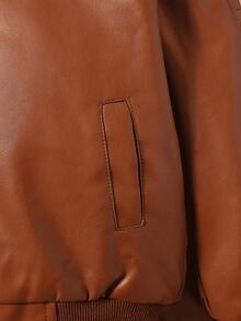 Fashionable & Versatile Tween Boy Motorcycle Style PU Leather Jacket Boys Warm Thermal Lined Long Sleeve Windbreaker, Autumn/Winter