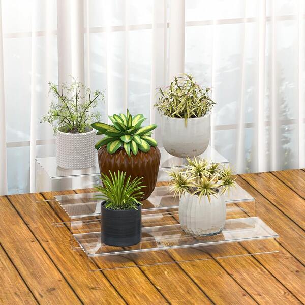 3 Peças Suportes de Exibição Retangulares de Acrílico, Pedestal de Acrílico Transparente, Adequado para Mesa de Sobremesa, Coleção, Varejo, Sapatos, Óculos, Plantas, Decoração de Casa, Perfumes