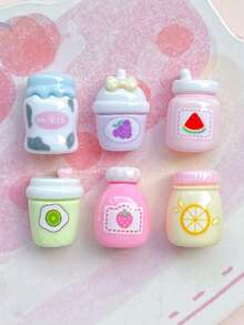 10/30个随机混合迷你卡通树脂DIY可爱迷你果汁瓶、马卡龙瓶装饰树脂摆件配件、奶油胶材质发夹配件 - 卡通款 - 查看 11