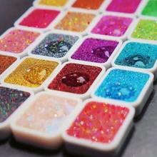 1 Set mit 12 Farben Laser-Festpigment - Magisches Goldpulver zum Malen, Kalligraphie, Aquarellmalerei, Blumen - zum Erwachsenenmalen & Kunstgebrauch, Schulmaterial, Schulanfang