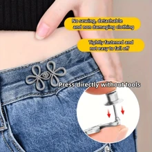 1/2/4 Pares de Accesorios para Pantalones: Abrochador de Hebilla de Mariposa, Botones Desmontables para Ajustar la Cintura, Sin Necesidad de Coser, Pinzas para Cintura