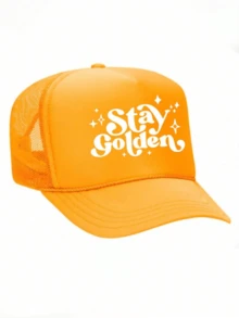 1顶Y2K印花“Stay Golden”抽绳网眼棒球帽，透气可调节女士高尔夫遮阳帽，时尚弯檐男士遮阳帽，Y2K情侣遮阳帽，夏季、海滩、度假、旅行 - 印刷 - 查看 24