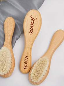 Customized Text Logo Baby Wool Brush, Kids Scrubbing Bath Massage Brush, Newborn Hair Washing Shower Cleaning Care Brush, Christening Birth Birthday Baby Shower Gift