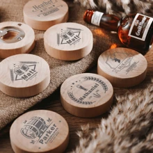 3pcs Custom Round Wooden Bottle Opener, Personalized Engraved Text Bar Bottle Opener, Suitable For Wedding Gifts, Anniversary Gifts, Special Occasions, Father's Day Gifts, Best Man Gifts, Bottle Opener That Can Be Engraved With Personal Name Or Special Date, Personalized Gift
