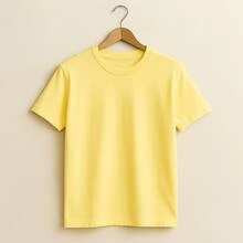 KIT 5 Basic Plain T-Shirts 100% Cotton 30.1 Unisex - Baby Pink + Baby Blue + Orange + Yellow + Pink - View 6