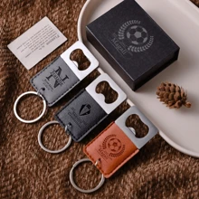 Personalized Faux Leather Keychain Bottle Opener, Customizable Groomsmen Gift, Customized Name Bottle Opener, Party Favors, Men's Practical Gifts, Gifts For Dad, Gifts For Boyfriend, Birthday Gifts, Suitable For All Seasons
