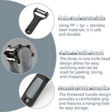 厨房用土豆苹果蔬菜削皮器（1/2件装），I型和Y型削皮器，适用于水果蔬菜、土豆、胡萝卜、黄瓜，三合一旋转刀片设计，带切丝功能
