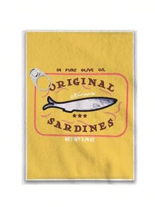 1 pièce Torchon de cuisine à sardine, torchon de cuisine imprimé de petits poissons de dessin animé, torchon de table de style ferme, torchon pour vaisselle de cuisine, torchon pour sécher la vaisselle de cuisine, cadeaux de fête, fournitures de cuisine