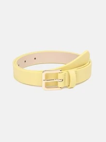 1 pièce Ceinture multicolore mode et polyvalente en PU avec boucle carrée dorée pour le port quotidien, casual, été, école, automne, Halloween