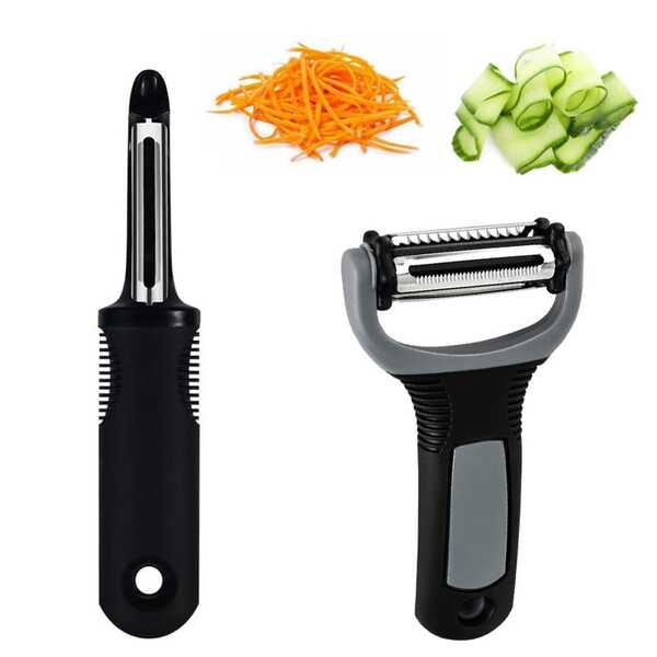1/2 piezas Peladores de patatas, manzanas y verduras para la cocina, peladores en forma de I y Y para frutas, verduras, patatas, zanahorias, pepinos, con diseño de cuchilla giratoria de 3 en 1 con función de juliana