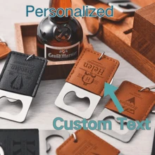 Personalized Faux Leather Keychain Bottle Opener, Customizable Groomsmen Gift, Customized Name Bottle Opener, Party Favors, Men's Practical Gifts, Gifts For Dad, Gifts For Boyfriend, Birthday Gifts, Suitable For All Seasons