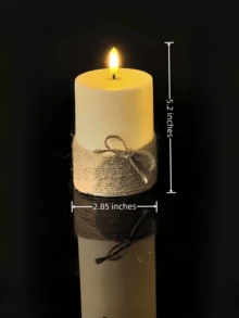 3 件套无焰蜡烛（带定时器）、LED 蜡烛、带黄麻绳的柱状蜡烛、逼真的蜡烛灯（带 3D 火焰效果），适用于婚礼、万圣节、花园装饰、派对、家居装饰、餐桌装饰