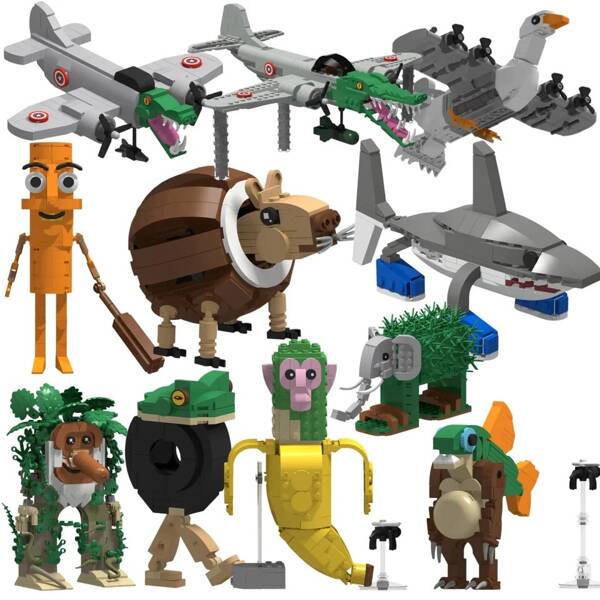 NOVO Tralalero Tralala Engraçado Tubarão Colecionador DIY Blocos Brinquedos Série Monster Battle Brinquedos Italiano Brainrot Bombardiro Crocodilo Shimpanzini Bananini Blocos de Construção Modelo Brinquedo Personalizado Presentes de Aniversário