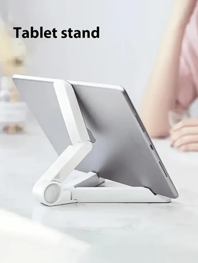 1个可调节可折叠平板电脑支架，适用于iPad和其他设备 - 采用PE材质，防滑垫，通用便携式桌面支架，兼容安卓和苹果设备，紧凑可折叠设计，兼容智能手机，生日礼物，送给家人和朋友的手机支架，手机配件